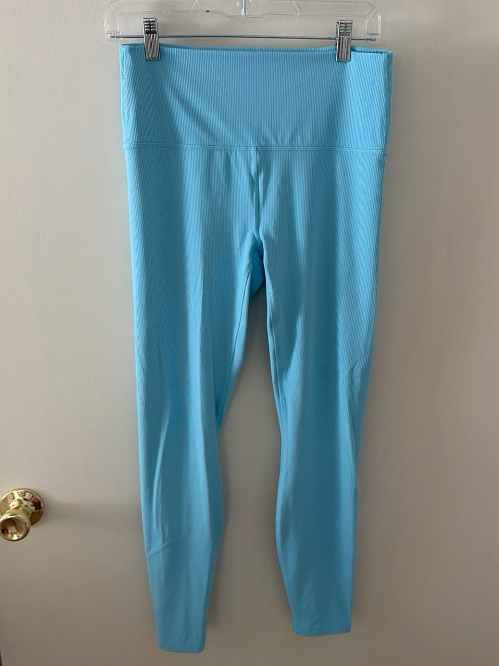 Light Blue ribbed High-Waist Active Leggings